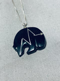Unforgettable Vintage Native American Zuni Jet Bear Fetish Sterling Silver Neckace-Nativo Arts