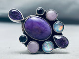 One Of Best Native American Navajo Amethyst Sterling Silver Ring Signed Sharon Sandoval-Nativo Arts