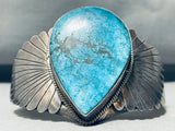 Tears Of Joy Vintage Native American Navajo Teardrop Turquoise Sterling Silver Bracelet-Nativo Arts