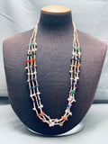 One Of The Best Vintage Native American Navajo Tan Heishi Sterling Silver Turquoise Necklace-Nativo Arts
