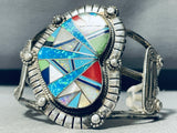 One Of The Coolest Vintage Native American Navajo Turquoise Opal Inlay Sterling Silver Bracelet-Nativo Arts
