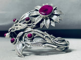 Purple Agate Sunflower!! Vintage Sterling Silver Detailed Bracelet-Nativo Arts