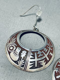 Traditional Vintage Native American Hopi Sterling Silver Earrings-Nativo Arts