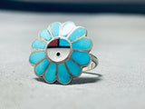 Striking Vintage Native American Zuni Turquoise Sterling Silver Ring-Nativo Arts
