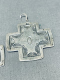Incredible Vintage Native American Navajo Sterling Silver Cross Dangle Earrings-Nativo Arts