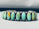 Hemer Brown!! 91 Grams Vintage Native American Navajo Green Turquoise Sterling Silver Bracelet-Nativo Arts