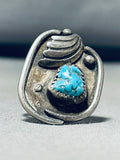 Amazing Vintage Native American Navajo Spiderweb Turquoise Sterling Silver Ring-Nativo Arts