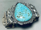 One Of The Most Detailed Vintage Native American Navajo Turquoise Sterling Silver Bracelet-Nativo Arts