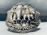 One Of The Coolest Ever Vintage Native American Navajo Bear Sterling Silver Bracelet-Nativo Arts