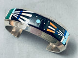 Tsosie Kachina Vintage Native American Navajo Turquoise Inlay Sterling Silver Bracelet-Nativo Arts