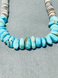 Native American Elegant Vintage Santo Domingo Blue Gem Turquoise Sterling Silver Necklace-Nativo Arts