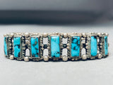 Important Vintage Native American Navajo Bisbee Turquoise Sterling Silver Bracelet Old-Nativo Arts