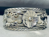 Happy Flower Vintage Native American Navajo Sterling Silver Bracelet Cuff-Nativo Arts