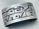 Detailed Vintage Navajo Pueblo Sterling Silver Bracelet Cuff-Nativo Arts