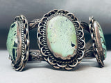 Museum Quality Vintage Native American Navajo Green Turquoise Sterling Silver Bracelet-Nativo Arts