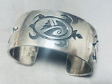Cute Turtles!! Vintage Native American Navajo Hand Tooled Sterling Silver Bracelet-Nativo Arts