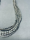 One Of The Coolest Vintage Native American Navajo Sterling Silver Bead Heishi Necklace-Nativo Arts