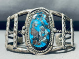 One Of The Best Vintage Native American Navajo Bisbee Turquoise Sterling Silver Bracelet-Nativo Arts