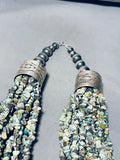 685 Grams!! Vintage Native American Navajo Green Turquoise Sterling Silver Necklace-Nativo Arts