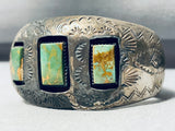 One Of The Most Unique Vintage Native American Navajo Green Turquoise Sterling Silver Bracelet-Nativo Arts
