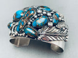 Chunky Morenci Turquoise Vintage Native American Navajo Sterling Silver Bracelet Cuff-Nativo Arts