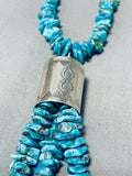 One Of The Most Unique Native American Navajo Turquoise Straight Jacla Sterling Silver Necklace-Nativo Arts