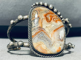 One Of The Coolest Vintage Native American Navajo Streak Agate Sterling Silver Bracelet-Nativo Arts