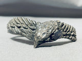 Detailed Vintage Southwest Sterling Silver Eagle Bracelet Cuff-Nativo Arts