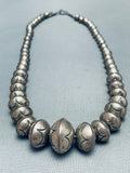 Rare Signed Vintage Native American Navajo Hand Tooled Sterling Silver Necklace-Nativo Arts