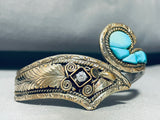 Most Unique Vintage Native American Navajo Turquoise Gold Sterling Silver Inlay Bracelet-Nativo Arts