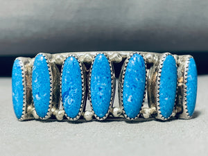 One Of The Coolest Vintage Native American Navajo Denmis Lapis Sterling Silver Bracelet-Nativo Arts