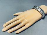 6 Inch Wrist Rare Vintage Native American Navajo White Agate Sterling Silver Bracelet Cuff-Nativo Arts