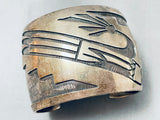 Massive Vintage Native American Hopi Hand Tooled Sterling Silver Bracelet Cuff