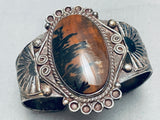 Early Heavy Vintage Native American Navajo Petridied Wood Sterling Silver Bracelet-Nativo Arts