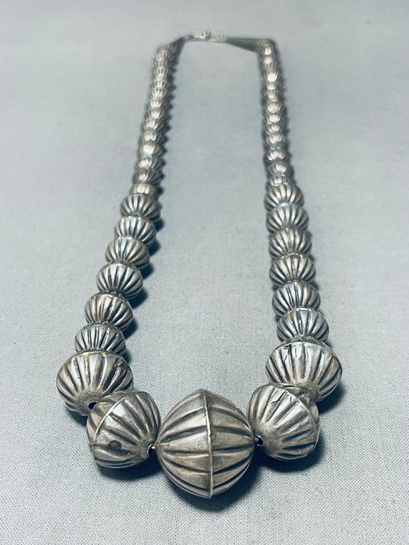 One Of The Best Ever Hand Tooled Vintage Native American Navajo Sterling Silver Necklaces-Nativo Arts