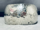 Impressive Native American Navajo Signed Hammered Sterling Silver Gigantic Bracelet-Nativo Arts