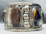 One Of The Biggest Best Vintage Native American Navajo Tigers Eye Sterling Silver Bracelet-Nativo Arts