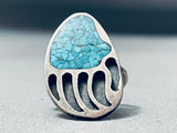 Amazing Vintage Native American Navajo Chip Inlay Turquoise Sterling Silver Ring-Nativo Arts