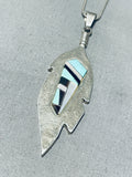 Really Cool Vintage Native American Navajo Turquoise Inlay Sterling Silver Necklace-Nativo Arts