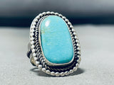 Sparkling Native American Navajo Blue Gem Turquoise Sterling Silver Ring-Nativo Arts