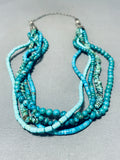 Native American Amazing Santo Domingo Kingman & Royston Turquoise Sterling Silver Twist Necklace-Nativo Arts