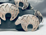 Hand Tooled Detailed Vintage Native American Navajo Sterling Silver Bear Concho Belt-Nativo Arts