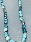 Space Bear Native American Navajo Turquoise Inlay Sterling Silver Necklace-Nativo Arts