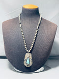 Striking Vintage Native American Navajo Blue Gem Turquoise Sterling Silver Necklace-Nativo Arts