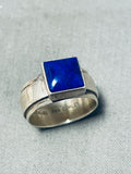 Dramatic Vintage Native American Navajo Lapis Sterling Silver Ring Signed Ann Curley-Nativo Arts