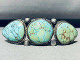Highly Rare Nevada Blue Turquoise Mine Vintage Native American Navajo Sterling Silver Bracelet-Nativo Arts