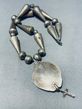 Cross And Cones Vintage Native American Navajo Turquoise Sterling Silver Necklace Old-Nativo Arts