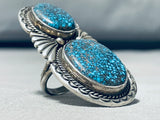 Important Lander Blue Turquoise Vintage Native American Navajo Sterling Silver Ring-Nativo Arts