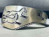 Running Horses Vintage Native American Navajo Sterling Silver Bracelet-Nativo Arts
