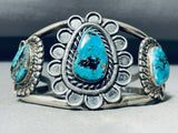 Rare Gilbert Turquoise! Old Deposit Vintage Native American Navajo Sterling Silver Bracelet-Nativo Arts